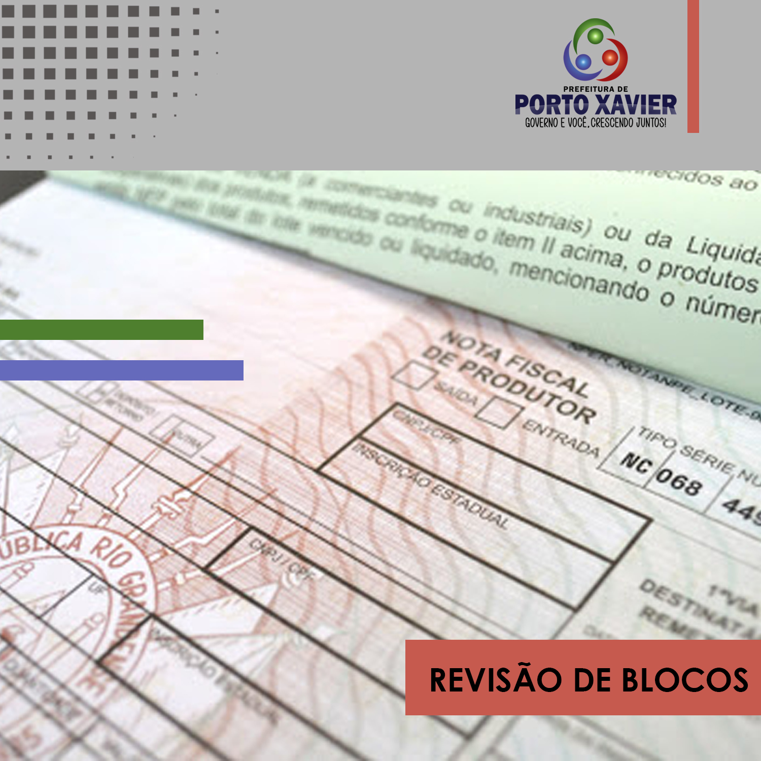 SETOR PRIMÁRIO INFORMA O PRAZO PARA REVISÃO DE BLOCOS